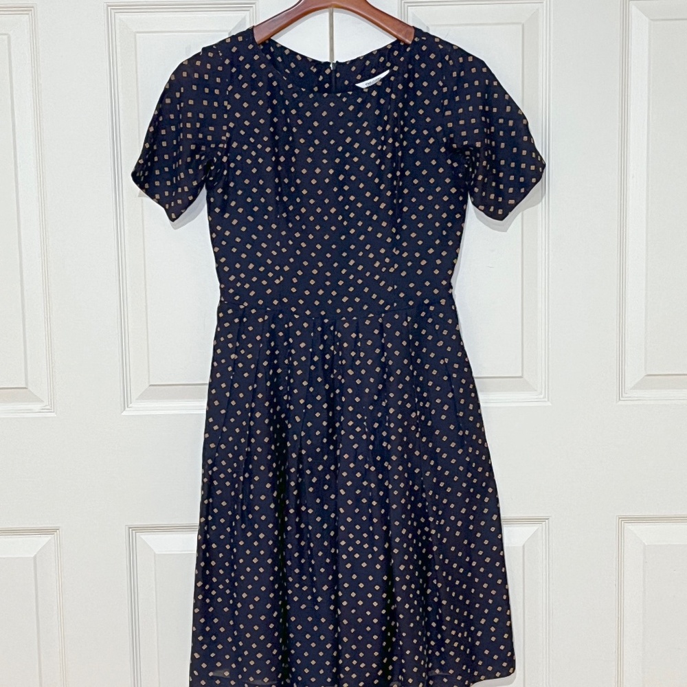 Toast Modal Cupro Dress Navy Blue Size UK10